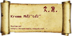 Kremm Máté névjegykártya
